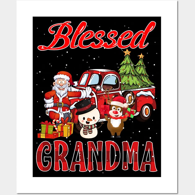 Blessed Grandma Red Plaid Christmas Wall Art by intelus